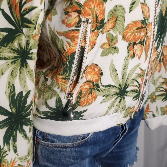 Attentif Paris Jacket Tropical Print Women's Bomber Jacket Size 38 - Picture 5 of 16